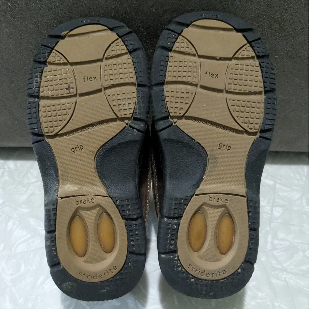 Stride Rite Carson Moc Brown Leather Slip On Loafers Kids 11W